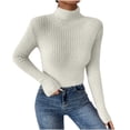 thumbnail image 1 of IROINID Women's Turtleneck Pullover Sweater Solid Color Loose Short Length Long Sleeve Sweater, 1 of 8