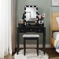 thumbnail image 3 of Patiojoy Detachable Vanity Table Set Makeup Table with Mirror &Cushioned Stool Balck, 3 of 5