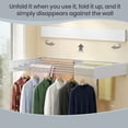 thumbnail image 4 of LEDREM Wall-Mounted Foldable Clothes Drying Rack with Storage Shelf & 5 Hanging Rods, Magnetic Design, for Laundry Room Bathroom, Matte White & Silver, 4 of 6