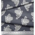 thumbnail image 2 of Soimoi Moss Georgette Fabric Leaves & Floral Block Print Sewing Fabric Yard 42 Inch Wide, 2 of 3