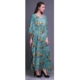 thumbnail image 3 of Bimba Caftan pour Femmes avec Oiseaux, Tenue d'Intérieur de Vacances, Robe Maxi, Couvre-Maillot de Plage - TG-3X Bleu Turquoise, 3 of 5