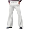 thumbnail image 1 of Xuniizn Mens Dress Pants, Solid Color Zipper Button Stretch Flared Pants with Pockets, Business Fashion Comfortable Formal Suit Trousers, 1 of 7
