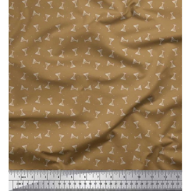 Soimoi Poly Georgette Fabric Dot & Glass Shirting Decor Fabric Printed Yard 42 Inch Wide