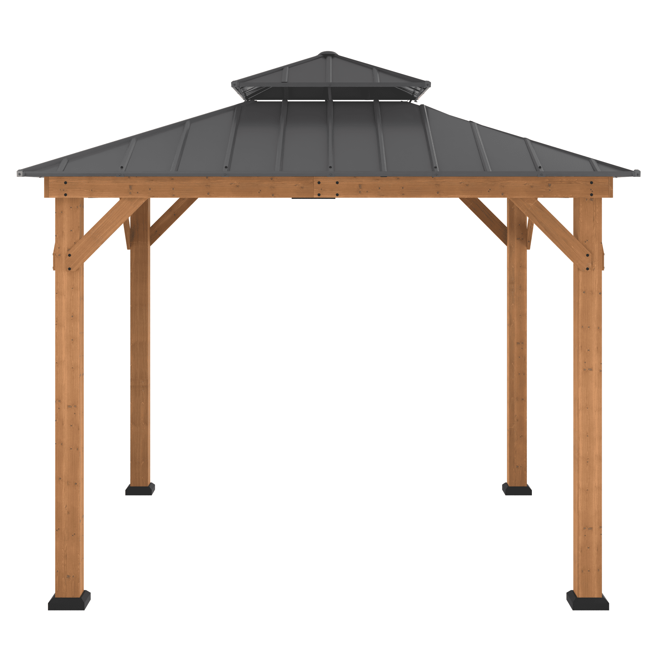 Abri de jardin carré en cèdre à toit rigide HOMETRENDS, 3,3 m x 3,3 m, noir