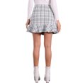 thumbnail image 3 of INSPIRE CHIC Women's Plaid Ruffle Hem Button Decor Tweed Mini Skirts S White Black, 3 of 6