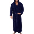 thumbnail image 1 of Innerwin Dressing Gown Solid Color Men Wrap Robe Home Hooded Thicken Plush Bath Robes Blue 2XL, 1 of 2