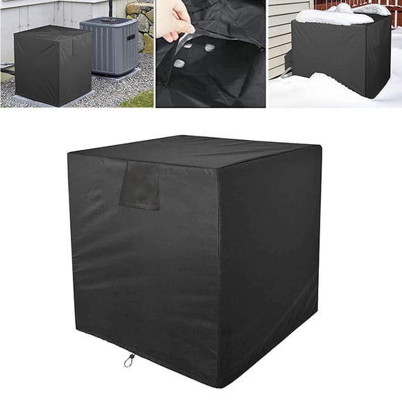 Universal Air Conditioner Cover for Outside Unit 34"x34"x38", Winter AC Cover with Straps, Windproof Waterproof Outdoor AC Unit Cover for Snow Hail Rain, Black