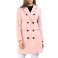 thumbnail image 2 of INSPIRE CHIC Women's Notched Lapel Collar Double Breasted Mid Length Overcoat, 2 of 7