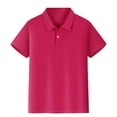 thumbnail image 1 of Hiiyo Kids Girls Short Sleeve Polo Shirt Children Solid Color Basic Unisex Polos, 1 of 5