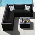 thumbnail image 1 of Gymax Ensemble de Conversation pour Terrasse en Rotin 6 Pcs, Sectionnel d'Extérieur avec Coussins Noirs, 1 of 8