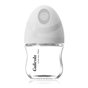 Gulicola Natural Small Glass Baby Bottle 3 oz, Very Slow Flow Nipple, 1 pk - White