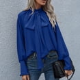thumbnail image 4 of Timegard T Shirts for Women Ruffle Long Sleeve Crew Neck Tops Soft Solid Color Casual Loose Dressy Blouses, 4 of 5