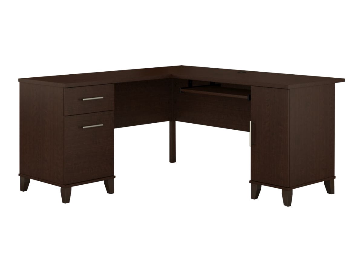 Bush Furniture Somerset L Shaped Desk with Storage, 60W, Mocha Cherry
