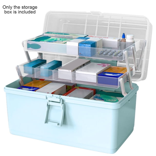 MesaSe Pill Storage Box 3-Layer Large Capacity Home Cosmetics Case Plastic Sundries Organizer Ordinary Style Pink