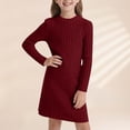 thumbnail image 2 of HXWCHs Robe de Demoiselle d'Honneur pour Fille Robe Moulante Ajustée pour Filles Hiver Chaude Extensible Col Roulé Manches Longues Tenue Décontractée pour Tout-Petits et Enfants avec Doux Rouge 9-10 Ans, 2 of 5