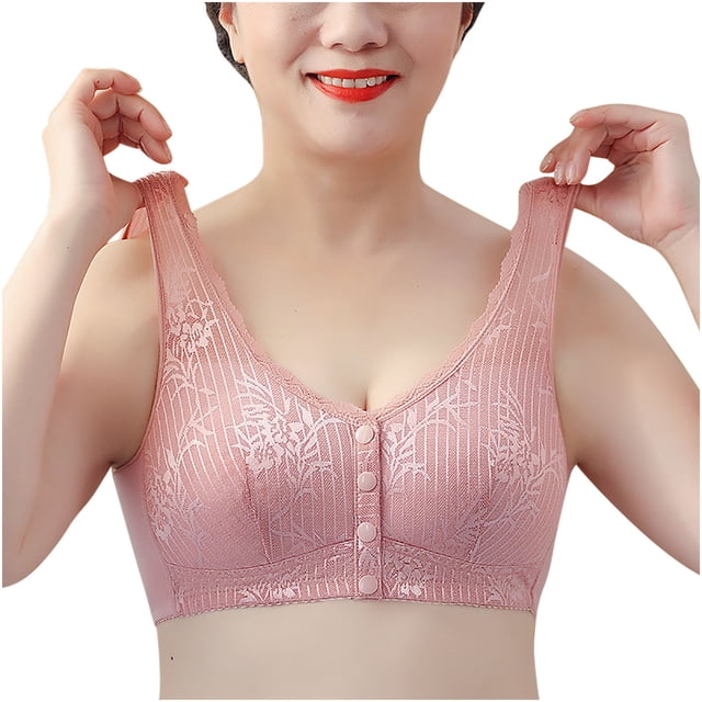 Timegard Front Closure Bras for Women Plus Size Lace Wireless Full Support Breathable Comfy Everyday Bra