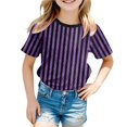 thumbnail image 1 of GDREDA T-Shirt Graphique à Manches Courtes Rayé pour Garçons, Coloré, Confortable et Décontracté, pour Enfants, Violet, 130, 1 of 4
