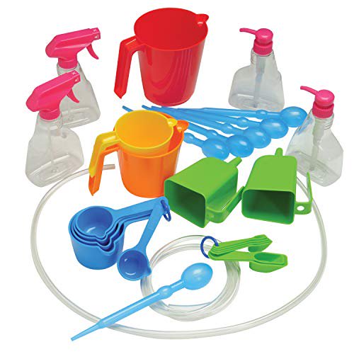 Constructive Playthings-EDX-13 Measure and Pour Water Play Kit, Educational Toy for Kids, 34 Piece Set