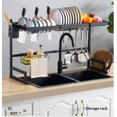 thumbnail image 3 of Over Sink Dish Drying Rack, Large Dish Drainer for Storage Kitchen Counter Organization, 2 Tier Stainless Steel Over Sink Dish Rack Display (Black, Sink Size≤32.6inch), 3 of 3