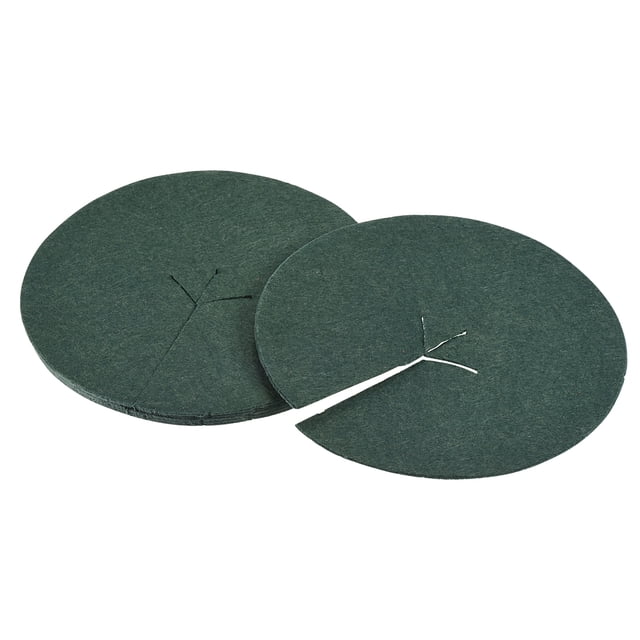 Unique Bargains 5.4' Round Nonwoven Tree Mulch Ring Mat Cover Plant Barrier, Dark Green 6 Pack