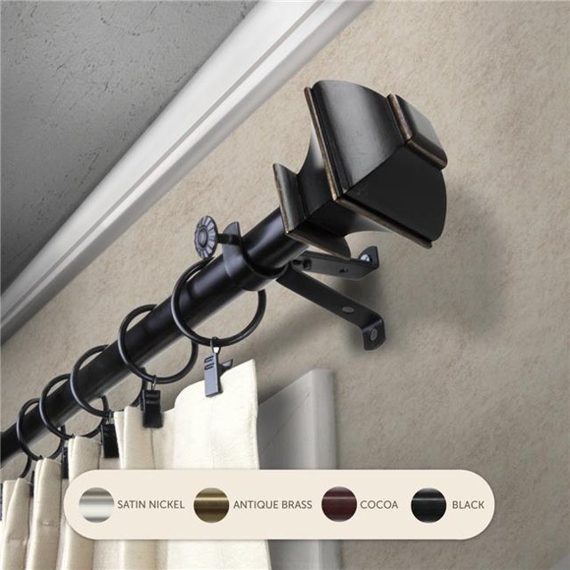 Central Design 4882-282 Tringle à Rideaux Vicky de 0,8125 Po avec Rallonge de 28 à 48 Po, Noir