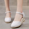 thumbnail image 2 of Sandales Décontractées Rétro à Talon Compensé pour Femmes à Bout Fermé avec Bride à Boucle Espadrilles à Talon Compensé pour Dames, 2 of 9