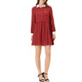 thumbnail image 2 of INSPIRE CHIC Robe-Chemise à Carreaux pour Femme à Manches Longues Boutonnée à Col Pointu S Rouge, 2 of 5