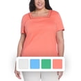 thumbnail image 2 of RAFAELLA Women's Square Neckline Short Sleeve Tee Shirt, 2 of 5