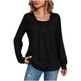 thumbnail image 1 of Femmes Manches Longues Tops Habillés Col Carré Chemise Plissée Ample Coupe Chemises, 1 of 5