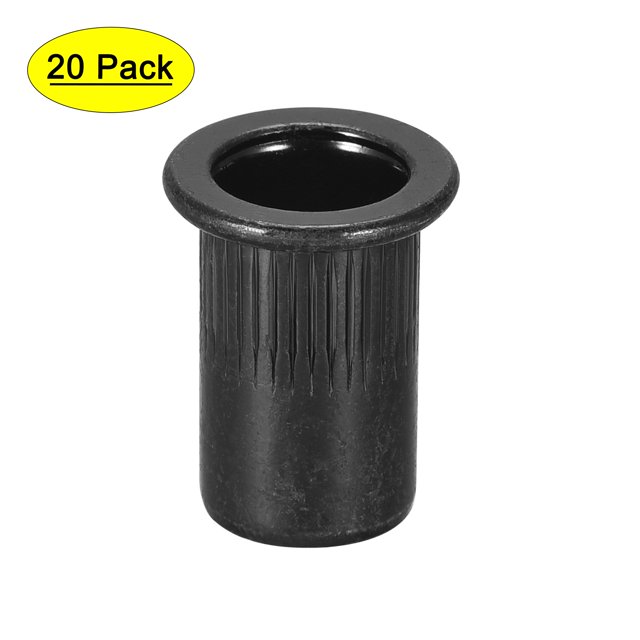 Unique Bargains Écrous de Rivets M8 Acier au Carbone Zincé Tête Plate Filetée Écrou Noir 20 Pcs