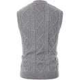 thumbnail image 2 of Men's Sweater Vest V-Neck Sleeveless Cable Knitted Cardigan Vest, 2 of 7