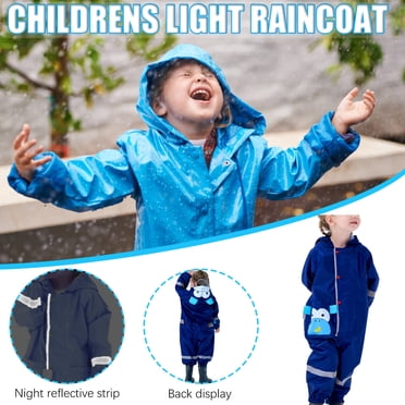 LSLJS Kids Rain Suit Toddler Hooded Rainsuit Poncho Jacket Full Body One Piece Coveralls Reusable Raincoat for Girls and Boys