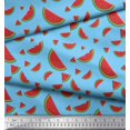 thumbnail image 3 of Soimoi Blue Moss Georgette Fabric Watermelon Fruits Print Fabric by Yard 42 Inch Wide, 3 of 3