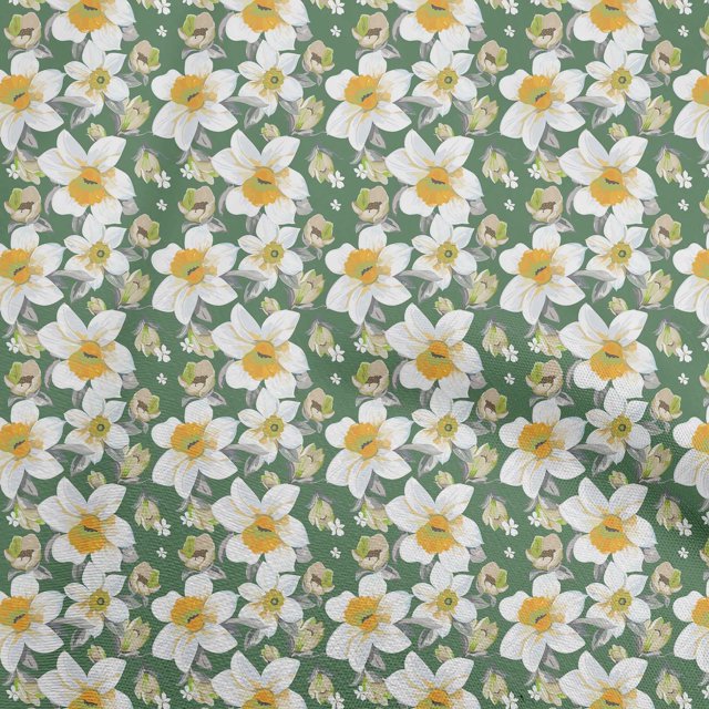 oneOone Popeline de Coton Verte Tissu Floral Matière de Robe Tissu Imprimé Tissu au Mètre 42 Pouces de Large