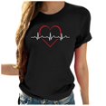 thumbnail image 1 of CHUANK Économies Vêtements Blouse Mignonne pour Femmes T-Shirts Graphiques Cœur d'Été à Manches Courtes Loisirs Col Rond pour Adolescentes Vert Armée, 1 of 4