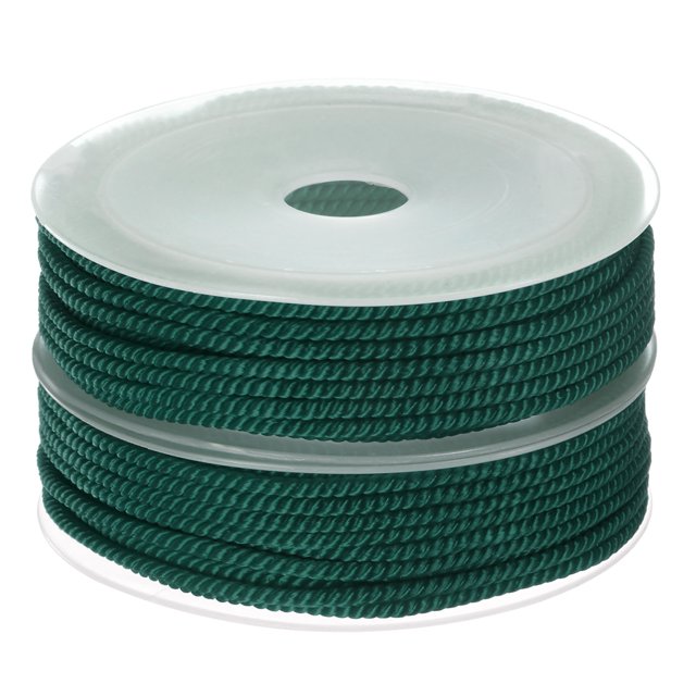 Unique Bargains 2 Pack Twisted Nylon Twine Thread Beading Cord 3mm 7M/23 Feet Extra Strong Braided Nylon String, Dark Green
