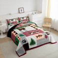 thumbnail image 3 of Moose Lodge Kids Comforter Set,Rustic Famhouse Boat Bass Fish Adventure Bedding Set All Season,Retro Brown Gray Red Plaids Stripes Patchwork Comforter 2 Pcs with 1 Pillowcase,Toddler Size, 3 of 6
