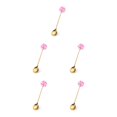 thumbnail image 1 of Transemion 1/2/3/5 Cartoon Adorable Restaurant Hotel Tableware Portable Washable Stainless Steel Stirring Mixing Dinnerware Cake Flatware Candy Spoon Pink 5PCS, 1 of 6