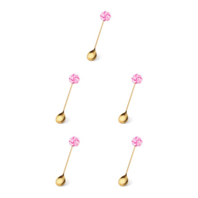 Transemion 1/2/3/5 Cartoon Adorable Restaurant Hotel Tableware Portable Washable Stainless Steel Stirring Mixing Dinnerware Cake Flatware Candy Spoon Pink 5PCS