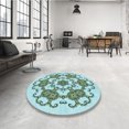thumbnail image 4 of Ahgly Company Tapis de Zone Rond Vert Transitionnel pour Intérieur Lavable à la Machine, 6 Pieds Rond, 4 of 7