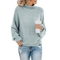 thumbnail image 2 of Yuyuzo Womens Sweaters Plus Size Chunky Knit Sweater High Neck Long Sleeve Oversized Pullover Tops, 2 of 6