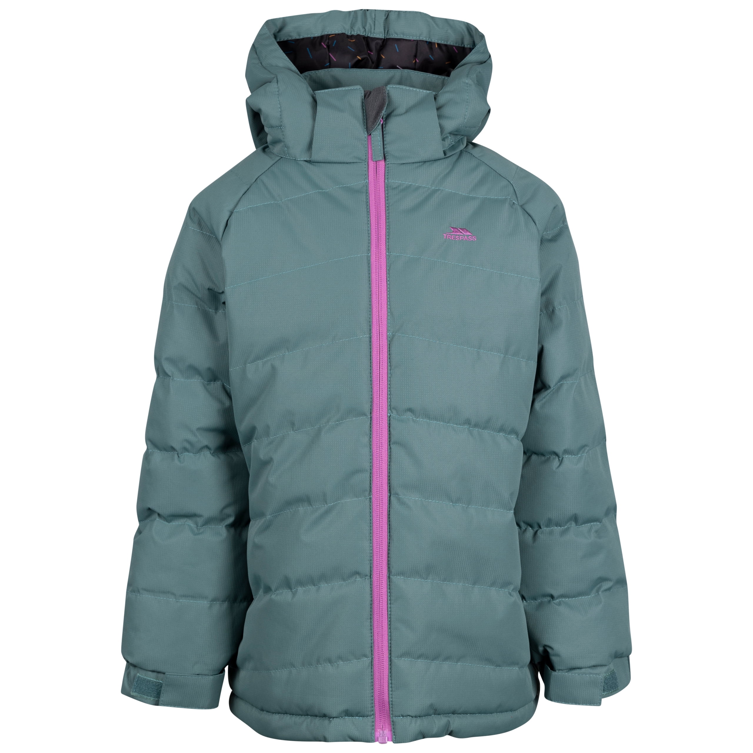 Trespass Girls Padded Waterproof Fabric Printed Lining Quilted Jacket - Amira