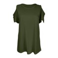 thumbnail image 4 of Timegard Womens Tops Cold Shoulder Crew Neck Short Sleeve Tunic Tops Mid Long Comfy Summer Casual, 4 of 6