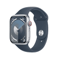 thumbnail image 1 of Apple Watch Series 9 GPS + Cellular 45mm Silver Aluminium Case with Storm Blue Sport Band - S/M, 1 of 8