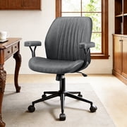 COOLHUT Mid-Modern Ergonomic Home Office Chair, Faux Suede Task Desk Chair with Removable Armrests, Accent Chair Designed Mid To High Backrest With Back Support, Swivel Rolling & Rocking Tilt