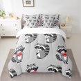 thumbnail image 2 of Ensemble de couette de raton laveur gris YST 7 pièces, reine – Cartoon Wildlife, 2 of 5