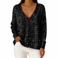 thumbnail image 3 of Hauts Scintillants pour Femmes 2026 Printemps à la Mode Manches Longues Col en V T-Shirt Décontracté à Paillettes Haut de Sortie Tenues de Rave, 3 of 8