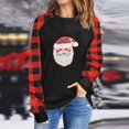 thumbnail image 2 of Femmes Manches Longues Chemises Col Rond Pull-Over Sweat-Shirt Motif Raglan Casual Tunic Tops Chemise Imprimée de Noël, 2 of 5