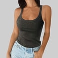 thumbnail image 2 of Lixiuxyad Ribbed Tank Tops For Women Women Spaghetti Strap Scoop Neck Ribbed Tank Tops Slim Fitted Cotton Camisole Basic Sleeveless Layering Shirts, 2 of 4