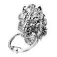 thumbnail image 2 of Antique Lion Head Door Knocker Front Door Handle Silver Tone Pull Ring, 2 of 7